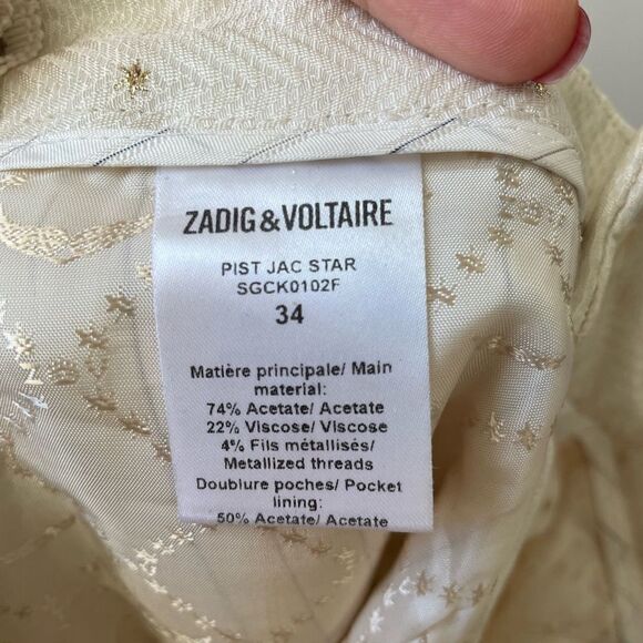 Zadig & Voltaire Pist Jac Star Pants White Gold Stars - Picture 6 of 9